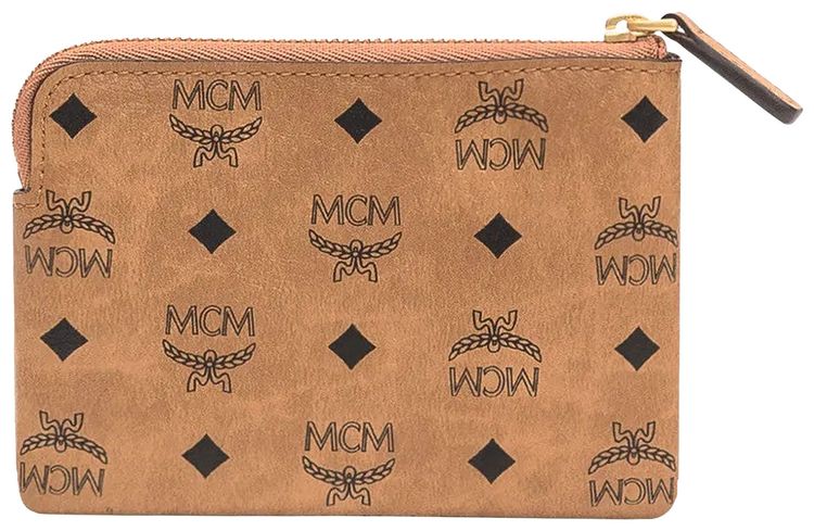 MCM Aren Visetos Card Case Cognac