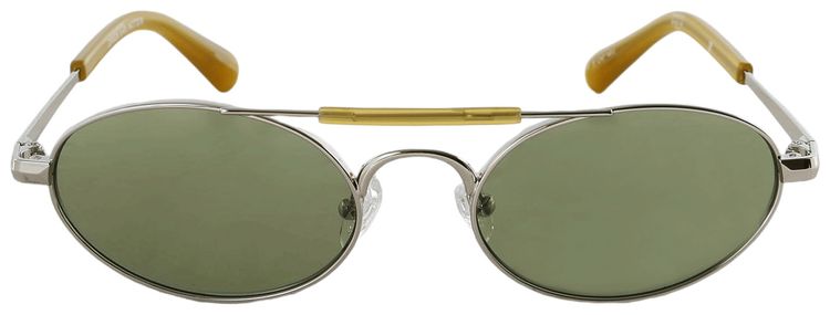 Dries Van Noten x Linda Farrow Oval Lenses Sunglasses SilverOcraGreen