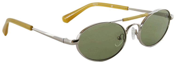 Dries Van Noten x Linda Farrow Oval Lenses Sunglasses SilverOcraGreen