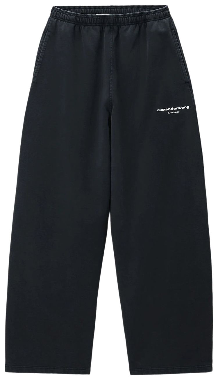 Alexander Wang Logo Print Mid Rise Relaxed Sweatpant Washed Black