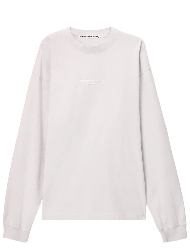 Alexander Wang Logo Print Long Sleeve Tee Washed Light Pink