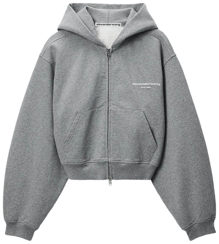 Alexander Wang Logo Print Zip Up Hoodie Sidewalk
