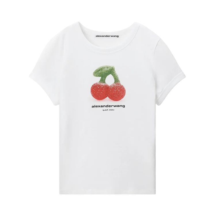 Alexander Wang Cherry Graphic Fitted Ringer Tee White