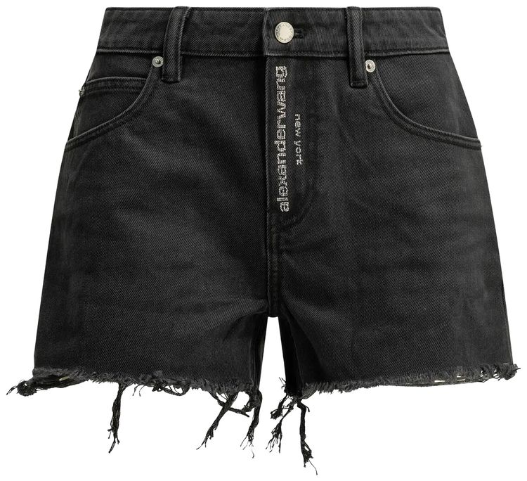 Alexander Wang Hotfix Logo Fly Relaxed Short Faded Black