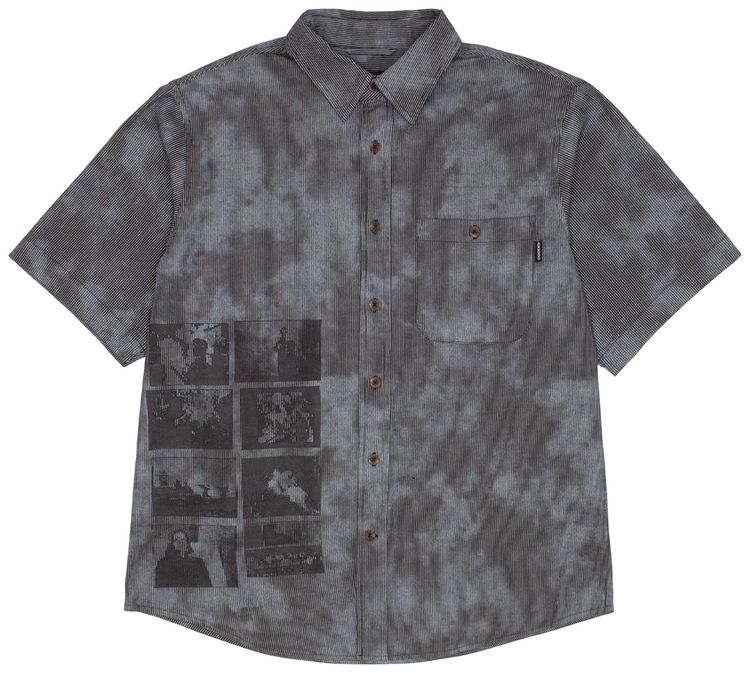 GX1000 Short Sleeve Button Down Over Dyed Bleach Spots