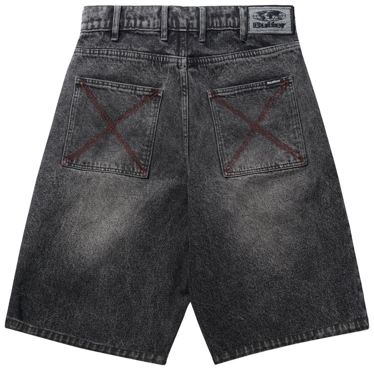 Butter Goods Distressed Big Denim Shorts Gun Metal