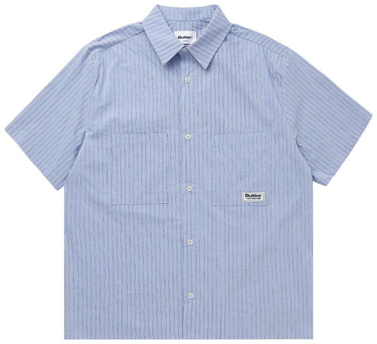 Butter Goods Vertical Stripe Short Sleeve Shirt Sky Blue