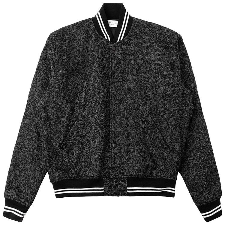 John Elliott Cropped Baseball Jacket Charcoal Tweed