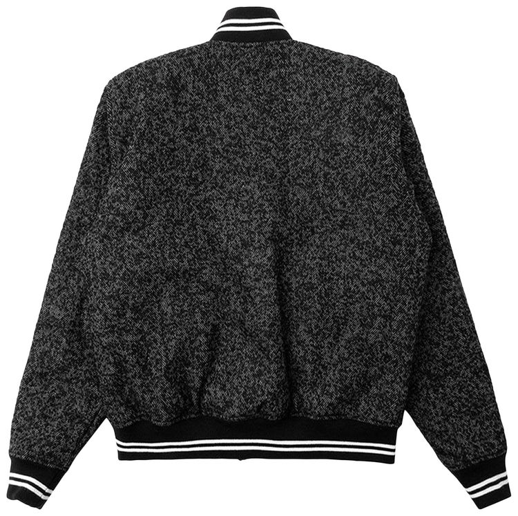 John Elliott Cropped Baseball Jacket Charcoal Tweed