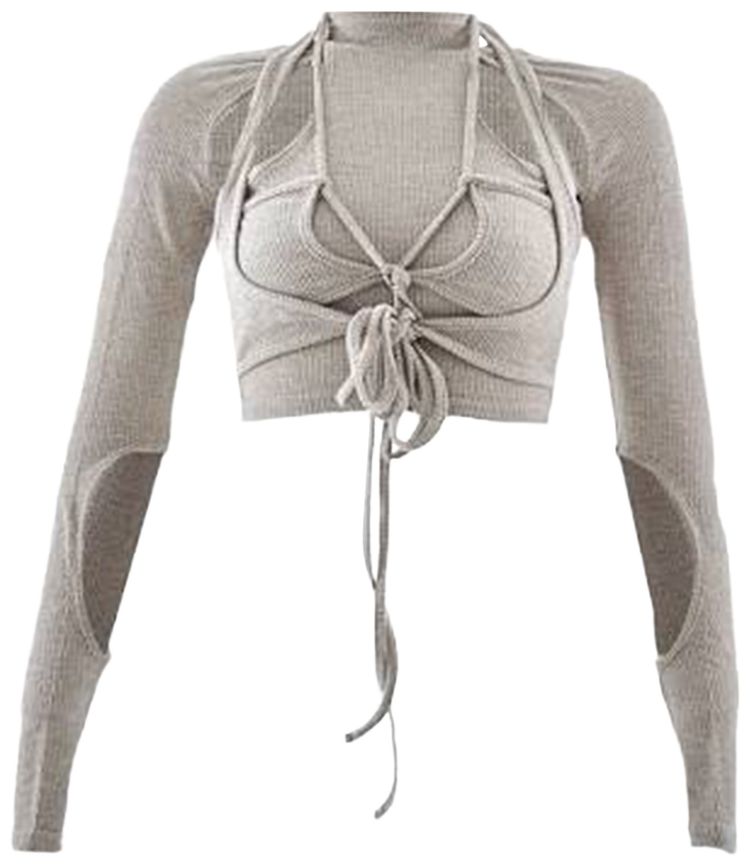 Hyein Seo Jersey Top With Sleeve Grey
