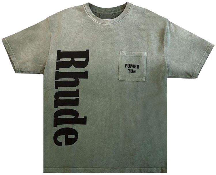 Rhude Logo Pocket Tee Washed OliveBlack