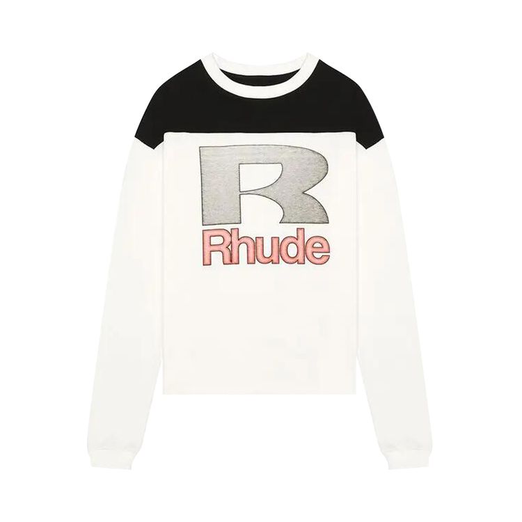 Rhude Racing Panel Long Sleeve Shirt WhiteBlackRed