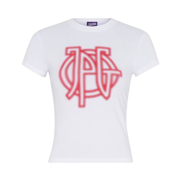 Jean Paul Gaultier Stretch Cotton Jersey Tee Printed JPG Logo WhiteRed