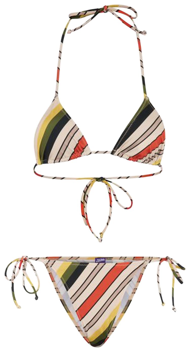 Jean Paul Gaultier Bikini Set Printed Retro Stripe Multicolor
