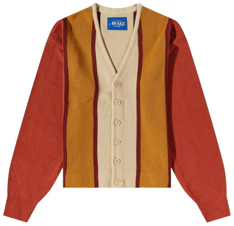 Awake NY Striped Cardigan RustOrange