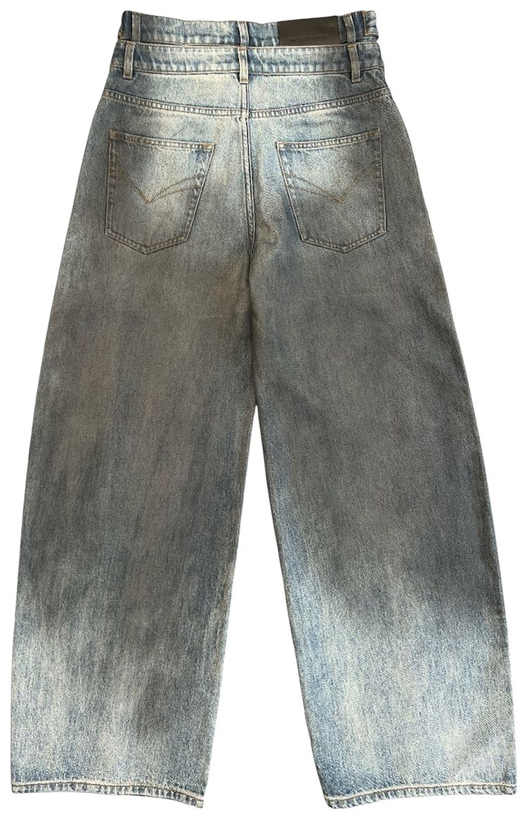 Feng Chen Wang Double Waist Gradient Denim Trousers BlueBlack