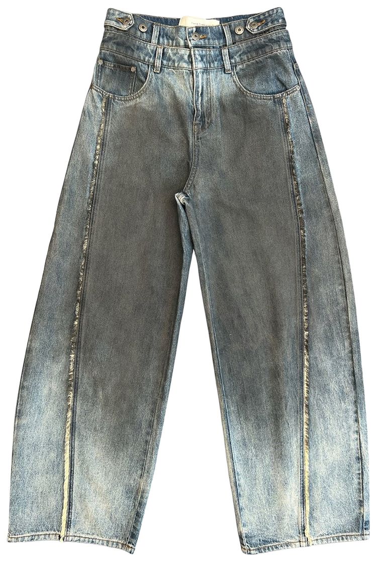 Feng Chen Wang Double Waist Gradient Denim Trousers BlueBlack