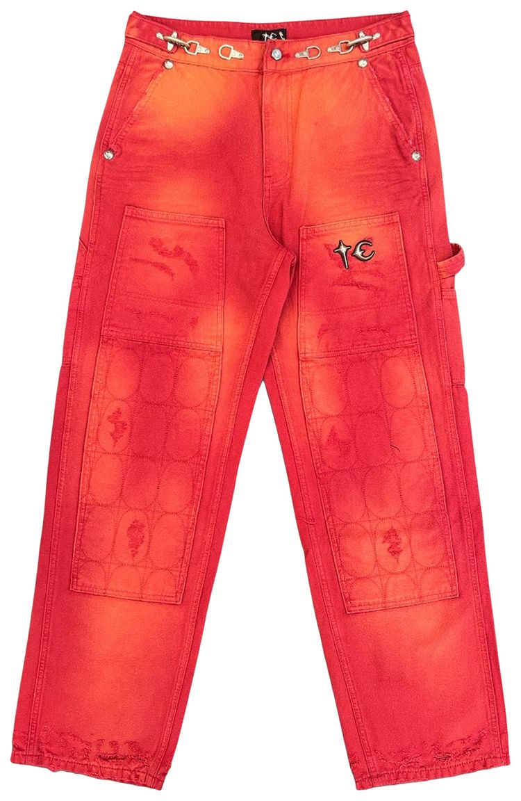 Thug Club Two Tone Washed Pants Red