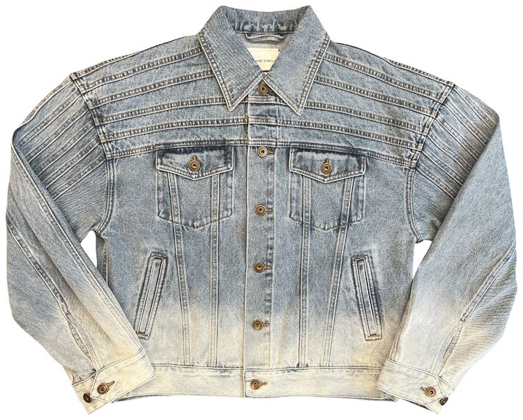 Feng Chen Wang Deconstructed Denim Jacket Blue