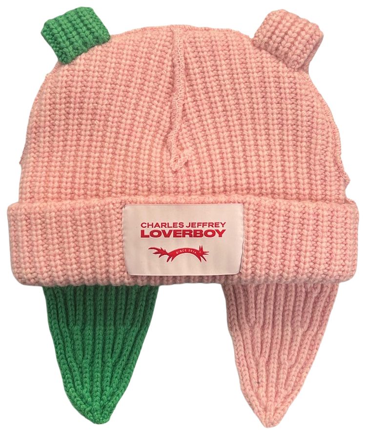 Charles Jeffrey Loverboy Chunky Rabbit Beanie PinkGreen