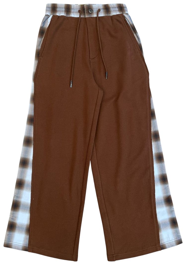 Feng Chen Wang Patched Panel Jersey Trousers Brown