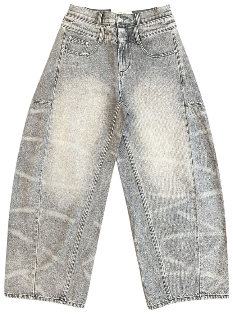 Feng Chen Wang Washed Denim Trousers Grey