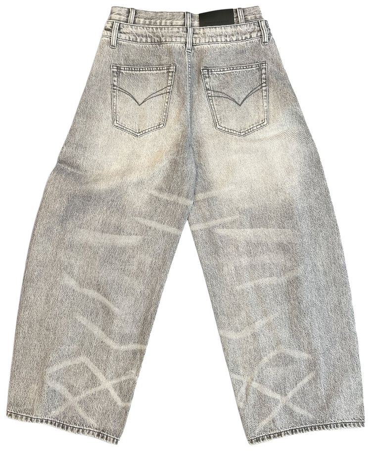 Feng Chen Wang Washed Denim Trousers Grey