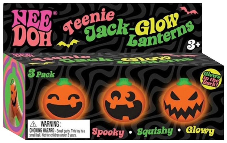 NeeDoh Jack Glow Lantern Squishy Fidget Toy 3 Pack Multicolor