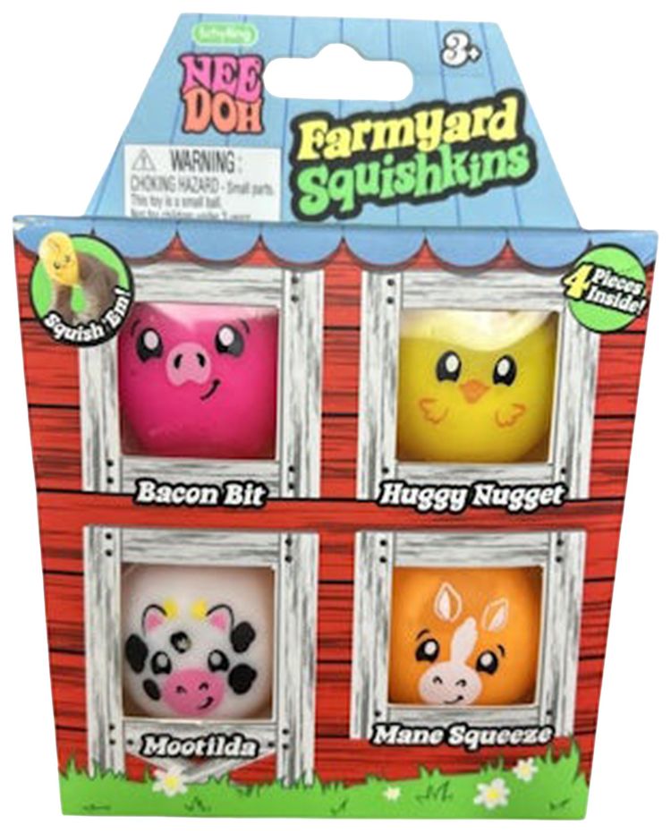 NeeDoh Farmyard Squishkin Squishy Fidget Toy Multicolor