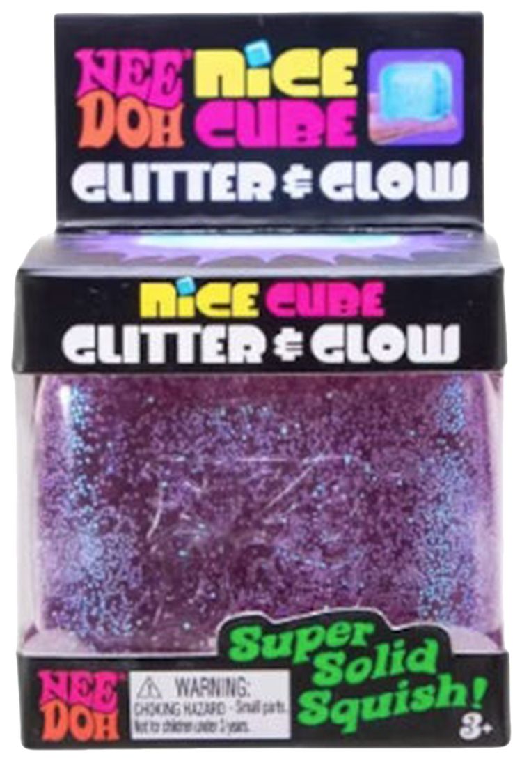 NeeDoh Nice Cube Glitter And Glow Squishy Fidget Toy Purple