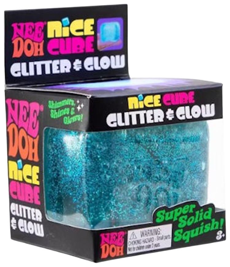 NeeDoh Nice Berg Glitter And Glow Squishy Fidget Toy Blue