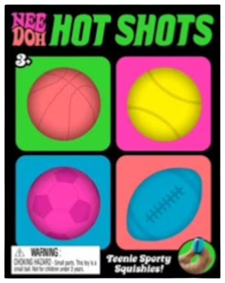 NeeDoh Schylling Teenie Hot Shots Squishy Fidget Toy Set Of 4 OrangeGreenPinkBlue