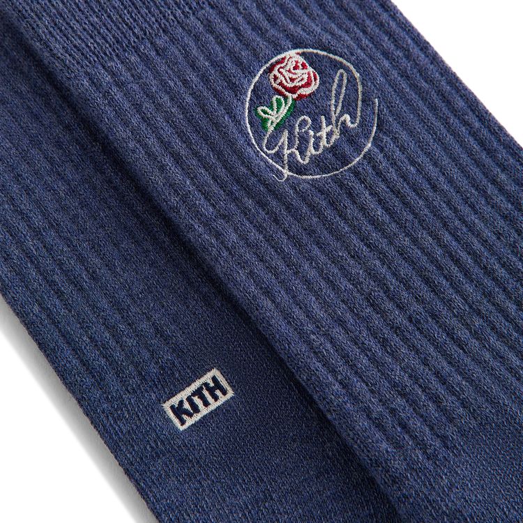 Kith Rose Script Cotton Crew Socks Elevation Heather