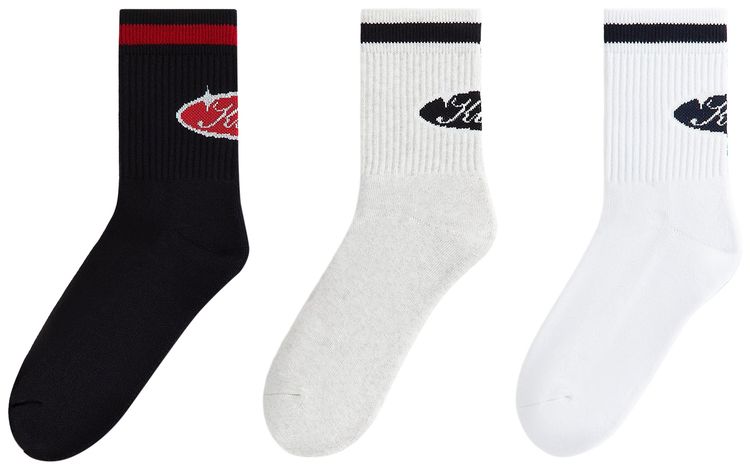 Kith 3 Pack Striped Cotton Mid Crew Socks Multi