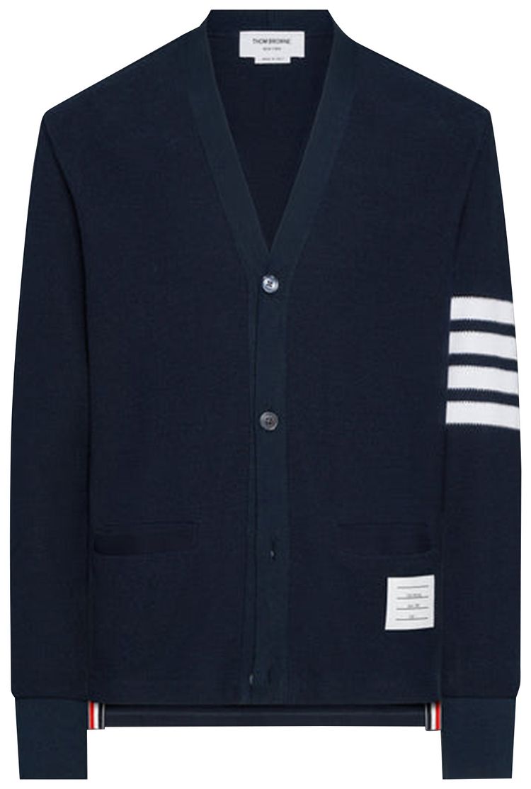 Thom Browne Long Sleeve Neck Cardigan Navy