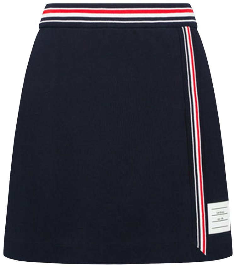 Thom Browne RWB Stripe Trim Classic Pique Wrap Skirt Navy