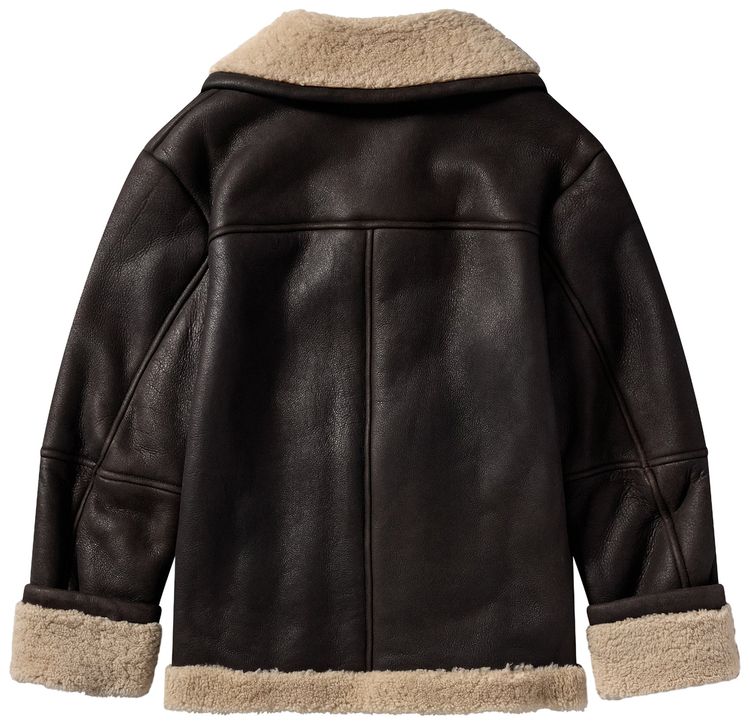 Simone Rocha Double Breasted Shearling Aviator Jacket Brown