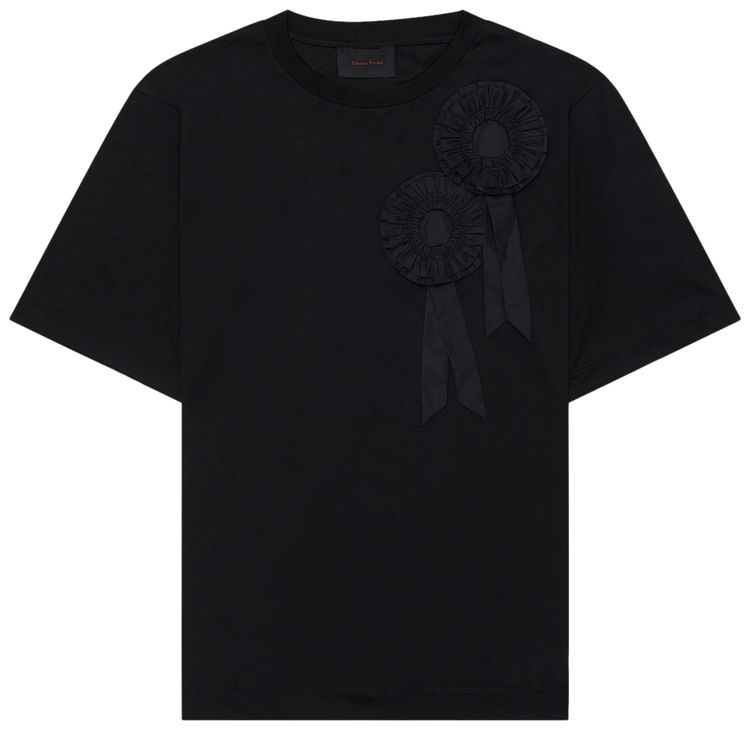 Simone Rocha Ruffle Rosette Boxy T Shirt Black