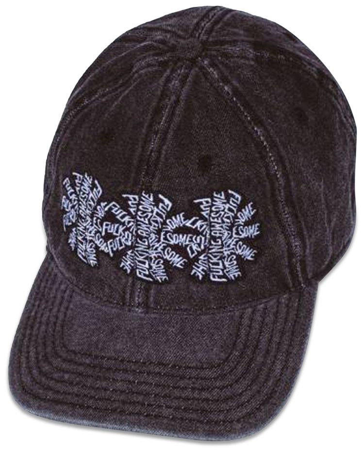 Fucking Awesome Three Spiral Washed Denim 6 Panel Hat Black