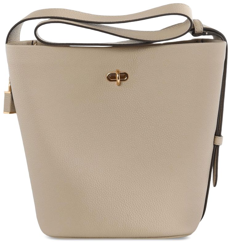 Tory Burch Lock Slim Medium Bucket Bag Light Stone