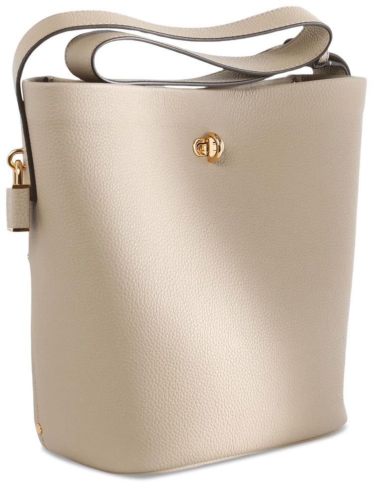 Tory Burch Lock Slim Medium Bucket Bag Light Stone