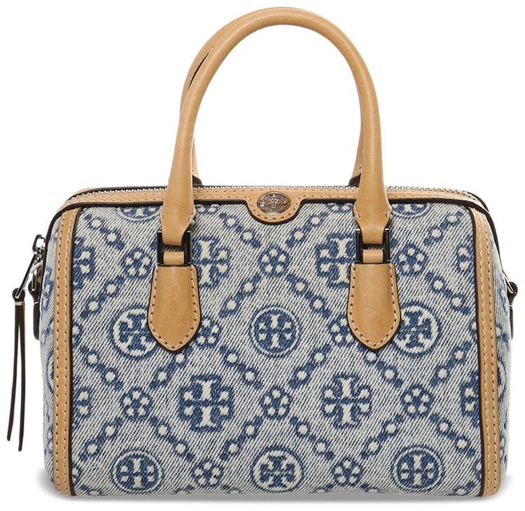 Tory Burch T Monogram Leather Petite Barrel Bag Powder Blue