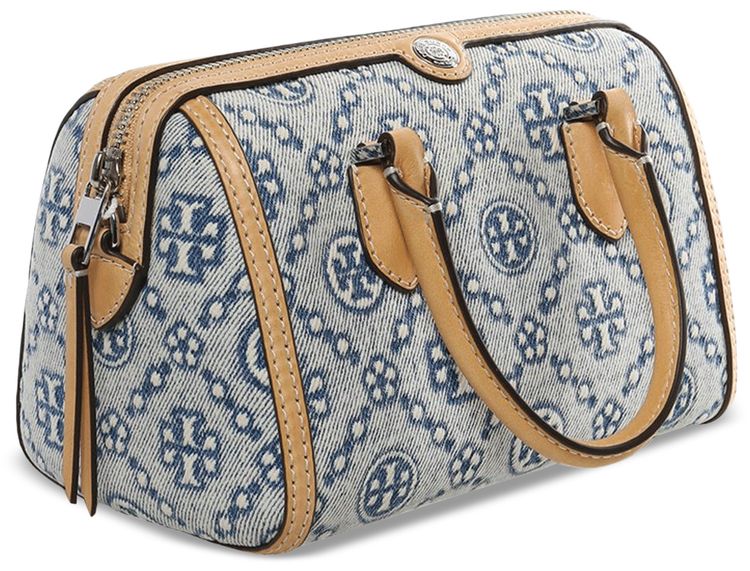 Tory Burch T Monogram Leather Petite Barrel Bag Powder Blue