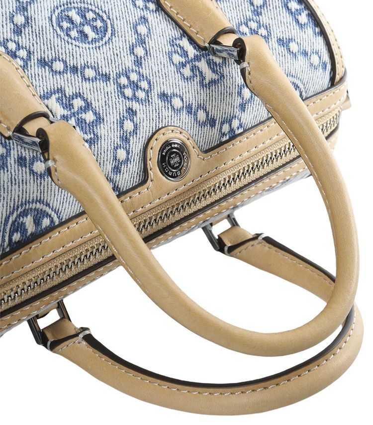 Tory Burch T Monogram Leather Petite Barrel Bag Powder Blue