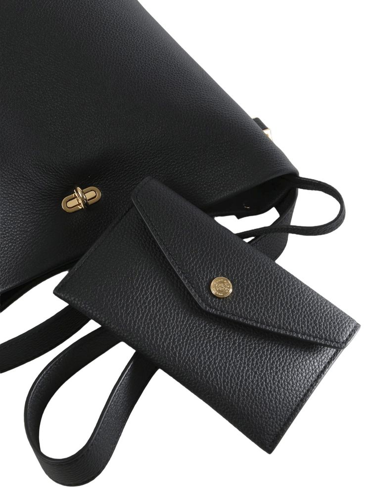 Tory Burch Lock Slim Medium Bucket Bag Black