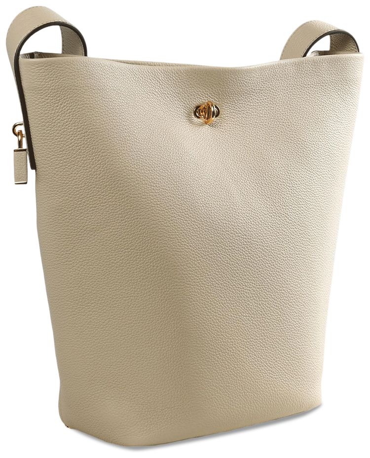 Tory Burch Lock Slim Bucket Bag Light Stone