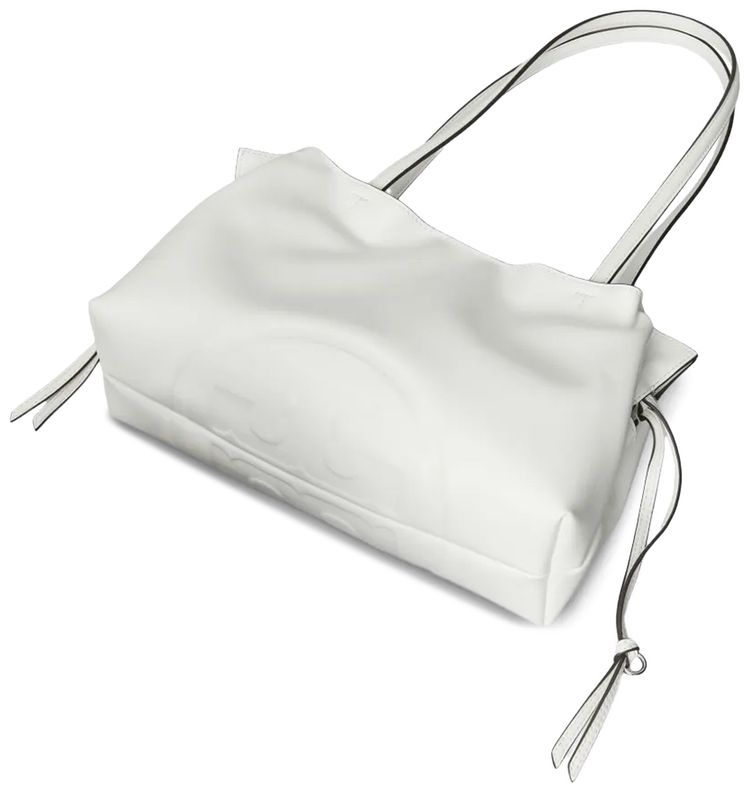 Tory Burch Ella Recycled Drawstring Small Tote Bag Bianco