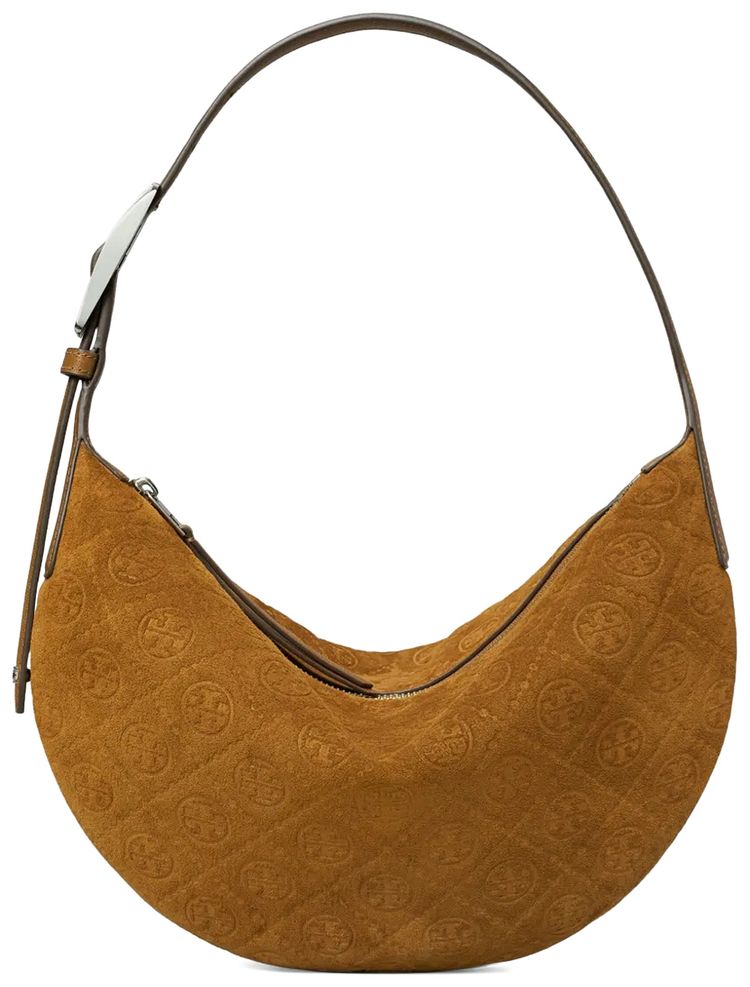 Tory Burch T Monogram Suede Small Balloon Bag Chicory Brown