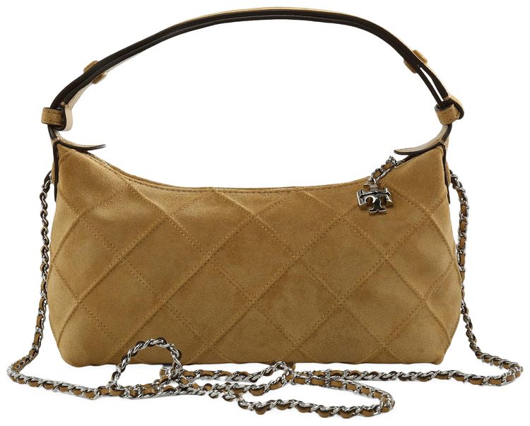 Tory Burch Fleming Suede Pochette Stone