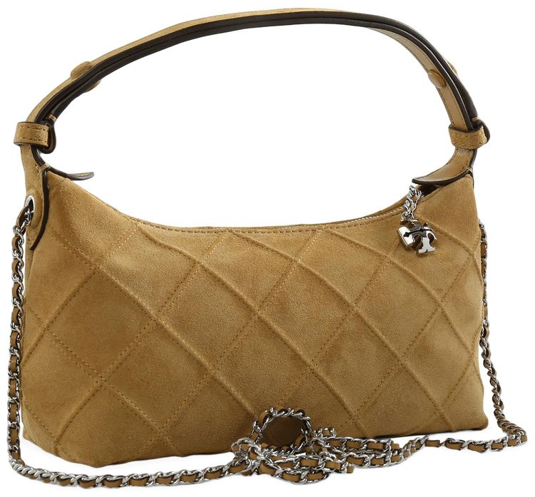 Tory Burch Fleming Suede Pochette Stone